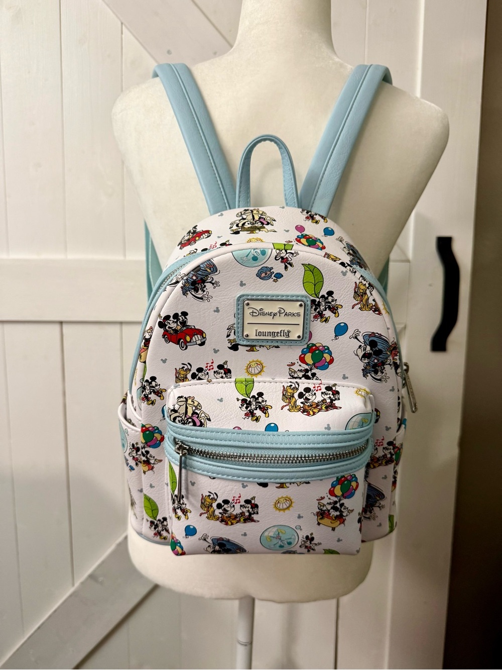 Loungefly Disney Parks White & Light Blue Mini Backpack